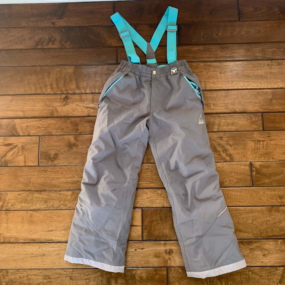 Gray Ski Bib Pants Girls Boys Size M 10/12